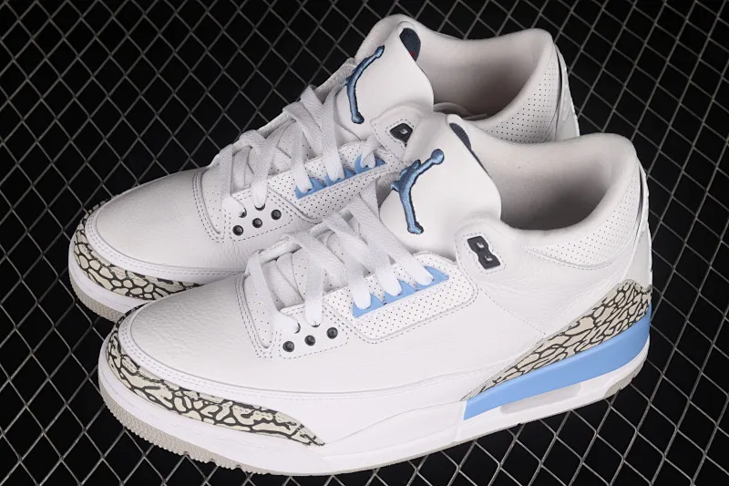 All categories Air Jordan Jordan series basketball shoes Air Jordan 3 foreign trade version Air Jordan 3 UNC AJ3 Joe 3 North Carolina blue white burst blue crack mid-basketball sneakers CT8532-104